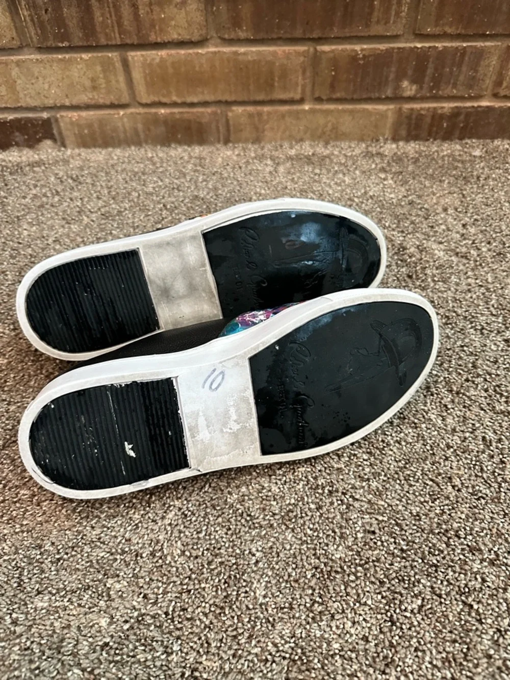 Robert Graham Happy Arts Skull Leather Slip On Sneakers 9.5 Artistic Grunge